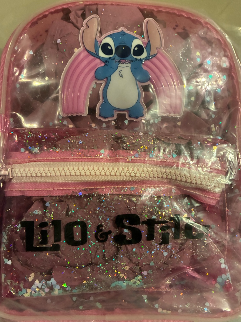 Pink Glitter Stitch Mini Backpack